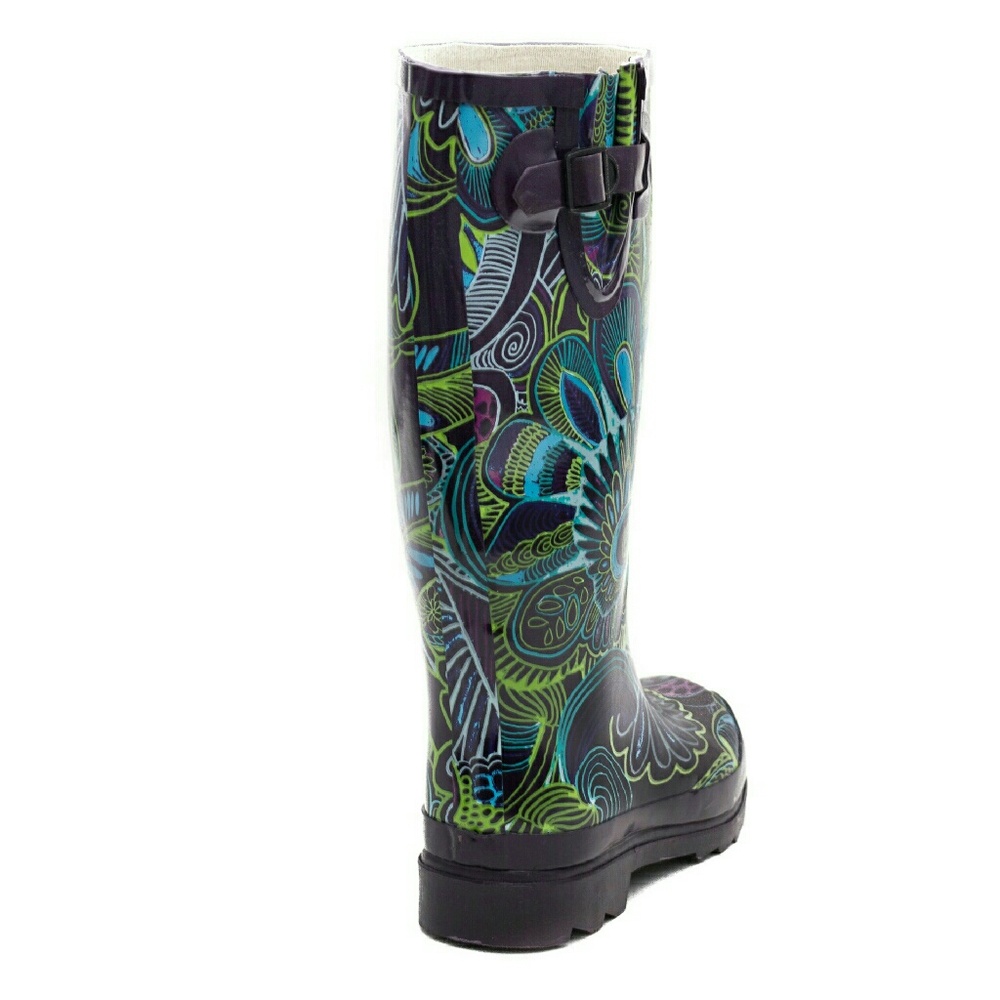 Women Knee high Rainboots, #1505, Bloom - Picture 2 of 3