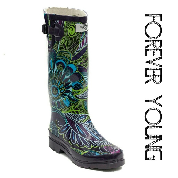 Forever Young  Shoes - Women Knee high Rainboots, #1505, Bloom