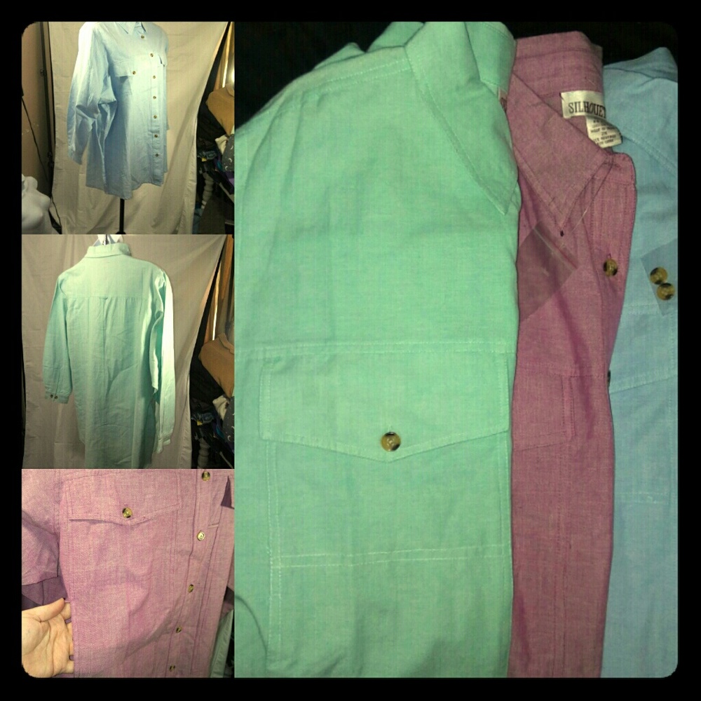 Lot of 3 Sillouettes button down shirts 4 pockets
