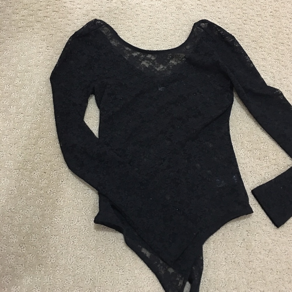 Black lace long sleeve onesie