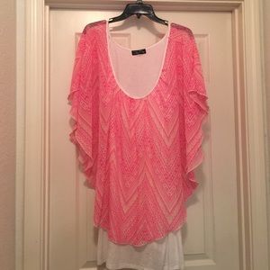 Pink and white flare blouse