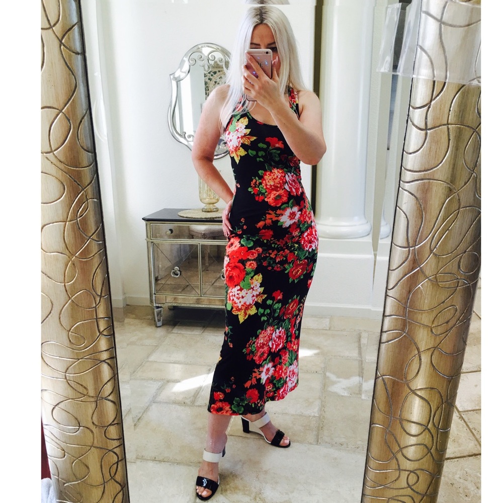 Dress floral stretch maxi tank racerback long - Picture 6 of 6