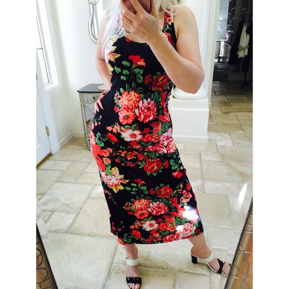 Dress floral stretch maxi tank racerback long - Picture 4 of 6