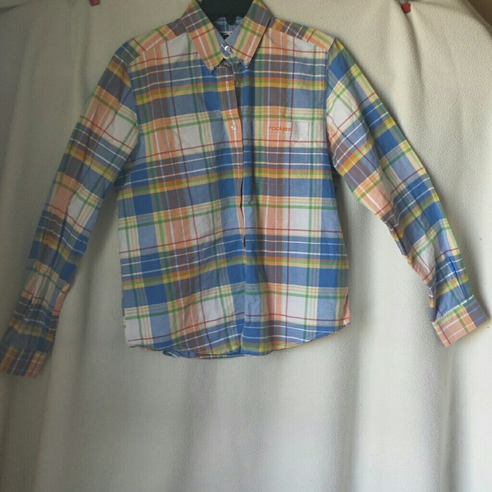 Blue and orange western shirt
