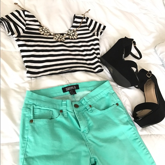 Mint Skinny Pants w/ zippers - Picture 4 of 4