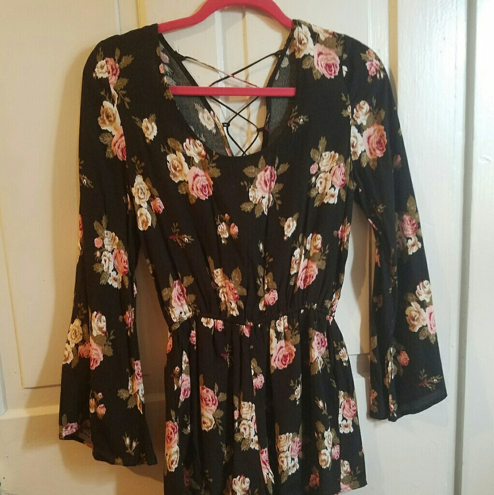 Black Flora Romper