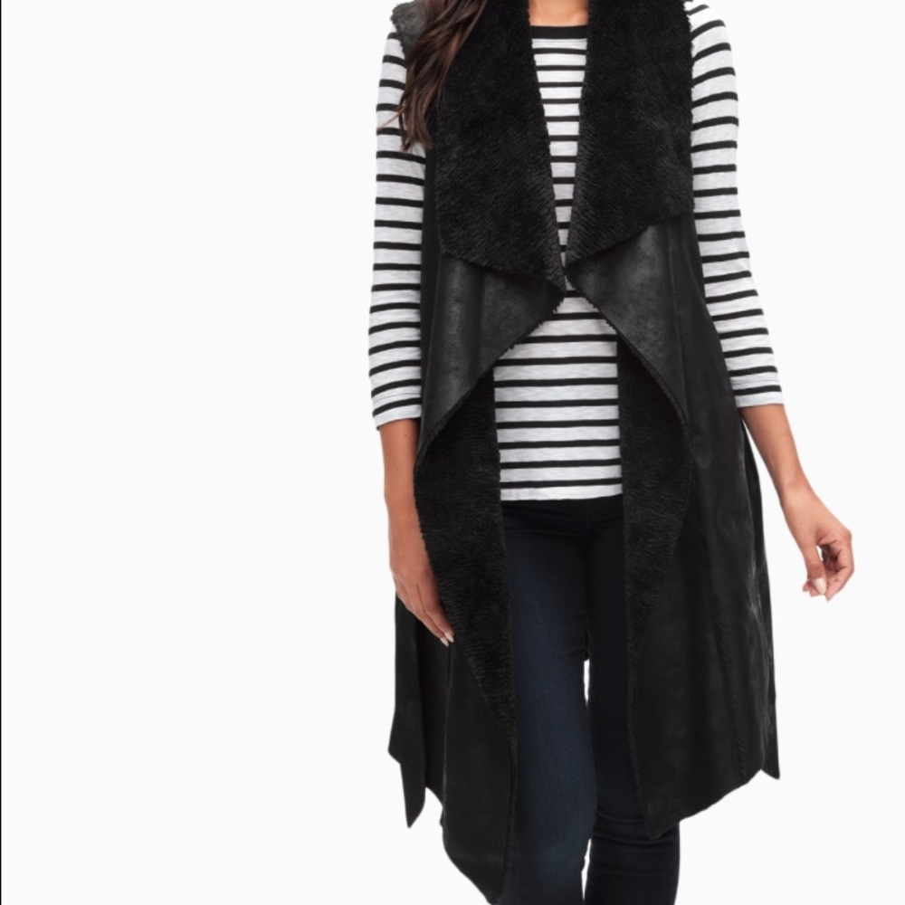 SPLENDID faux-shearling vest w/ optional belt