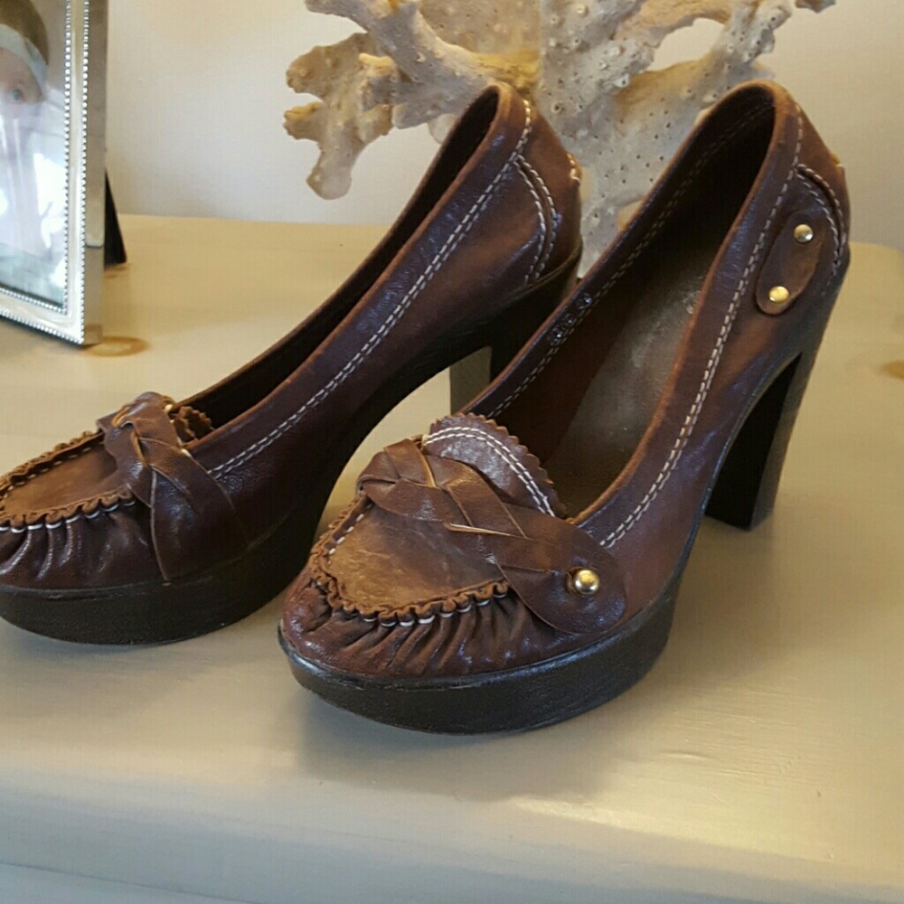 LF Boutique Brand Leather Platform Loafers 8.5