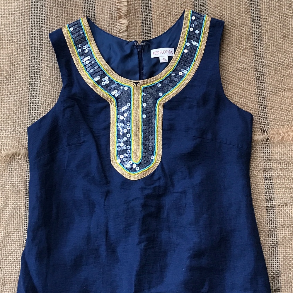 Merona Navy Embellished Sundress