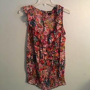 Multi-color Floral Sheer Sleeveless Blouse