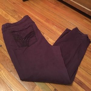 Purple boot cut jeans w/ Embellished pockets