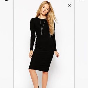 ASOS black ribbed pencil dress