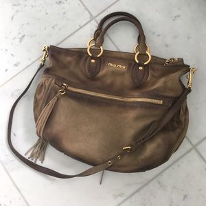 Miu Miu Distressed Suede Shoulder Bag