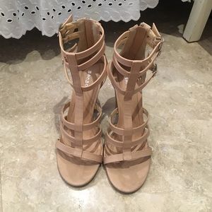 Nude Gladiator Sandal Heels