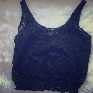 Black Poppy Black Lace Crop Top