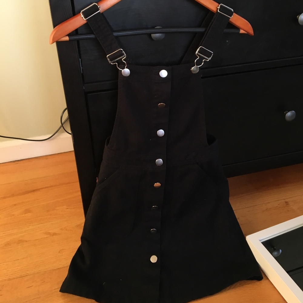 Black denim overall dress