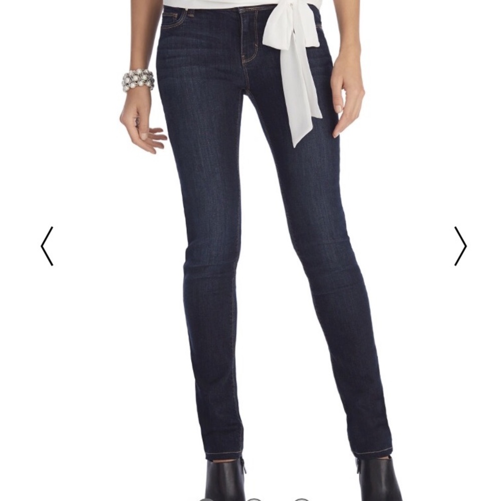 💜💜WHBM SKINNY JEANS w metallic stitching 00R