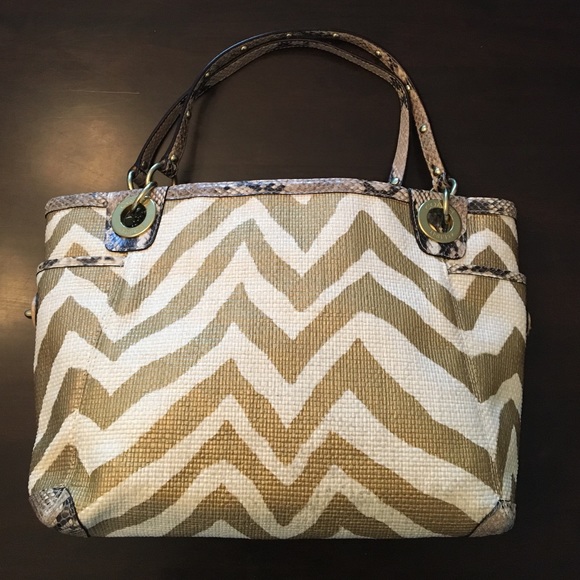 Coach Extremely Rare Zebra Python Straw Charm Tote - Picture 2 of 3