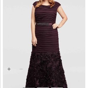 Long Tulle and Soutache Dress with Beaded Waist