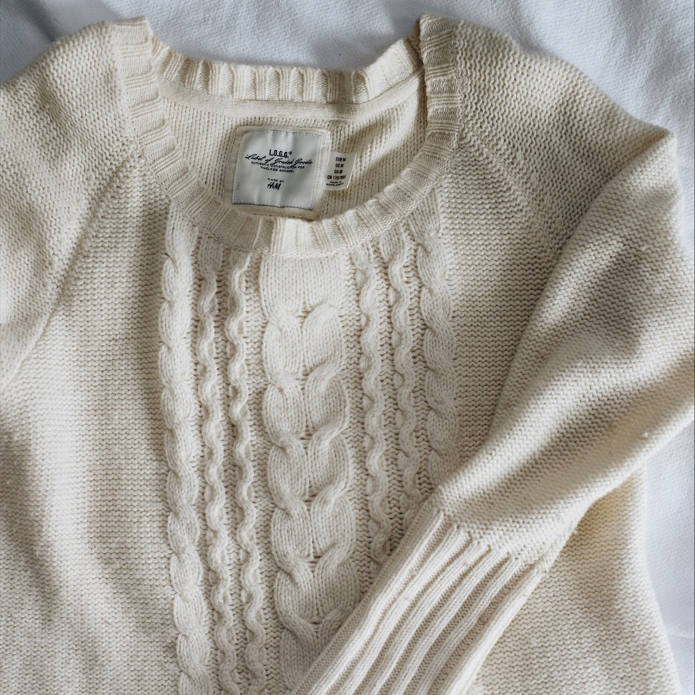 Cream Chunky Knit Sweater.