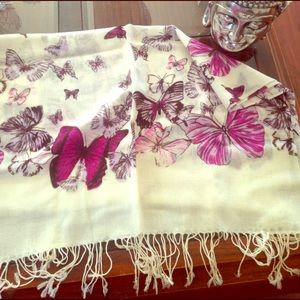 Dahlia butterflies pashmina fine wool scarf shawl❣