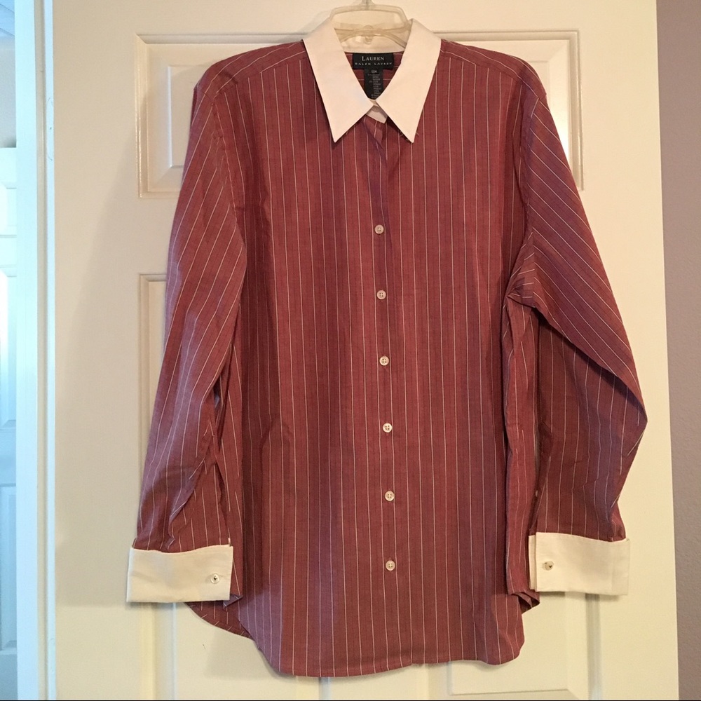 🌻🌻Ralph Lauren size 18W burgundy striped shirt