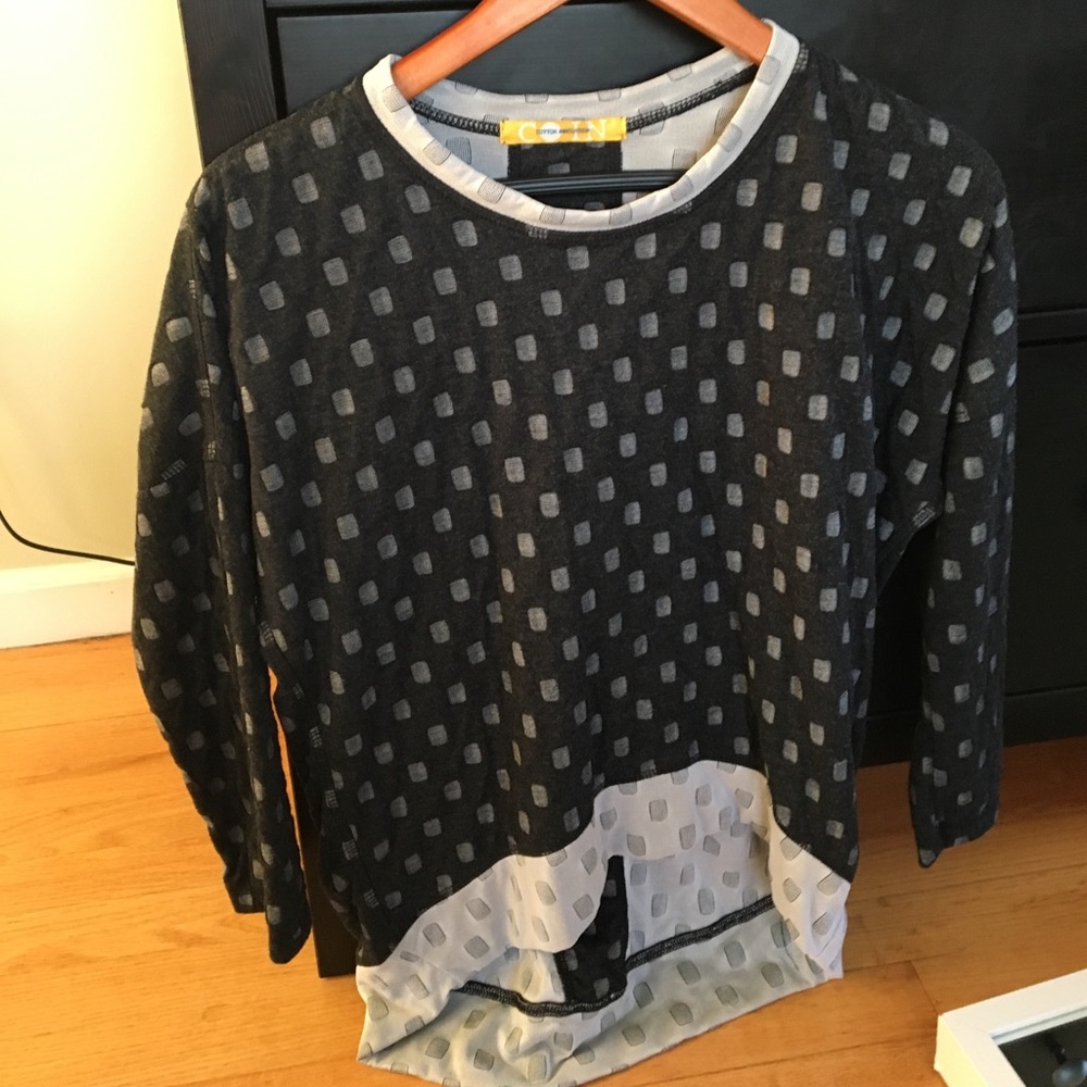 Patterned cotton high low shirt