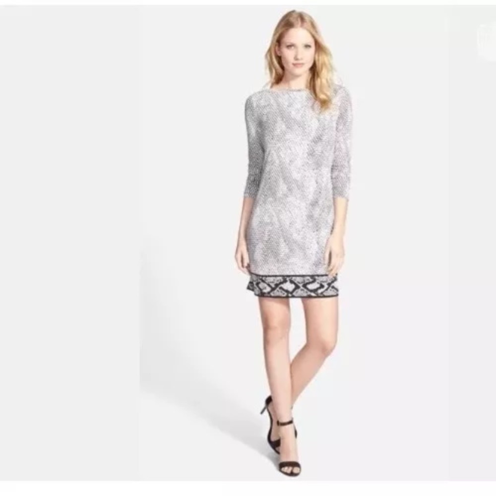 MICHAEL KORS Snakeskin Long Sleeve Shift Dress S