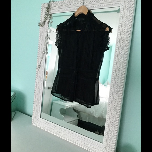 Black Sheer Button Up - Picture 1 of 3