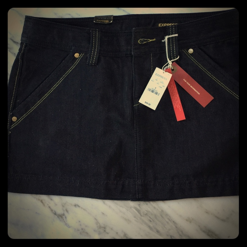 Express Denim & Sequined mini skirt.