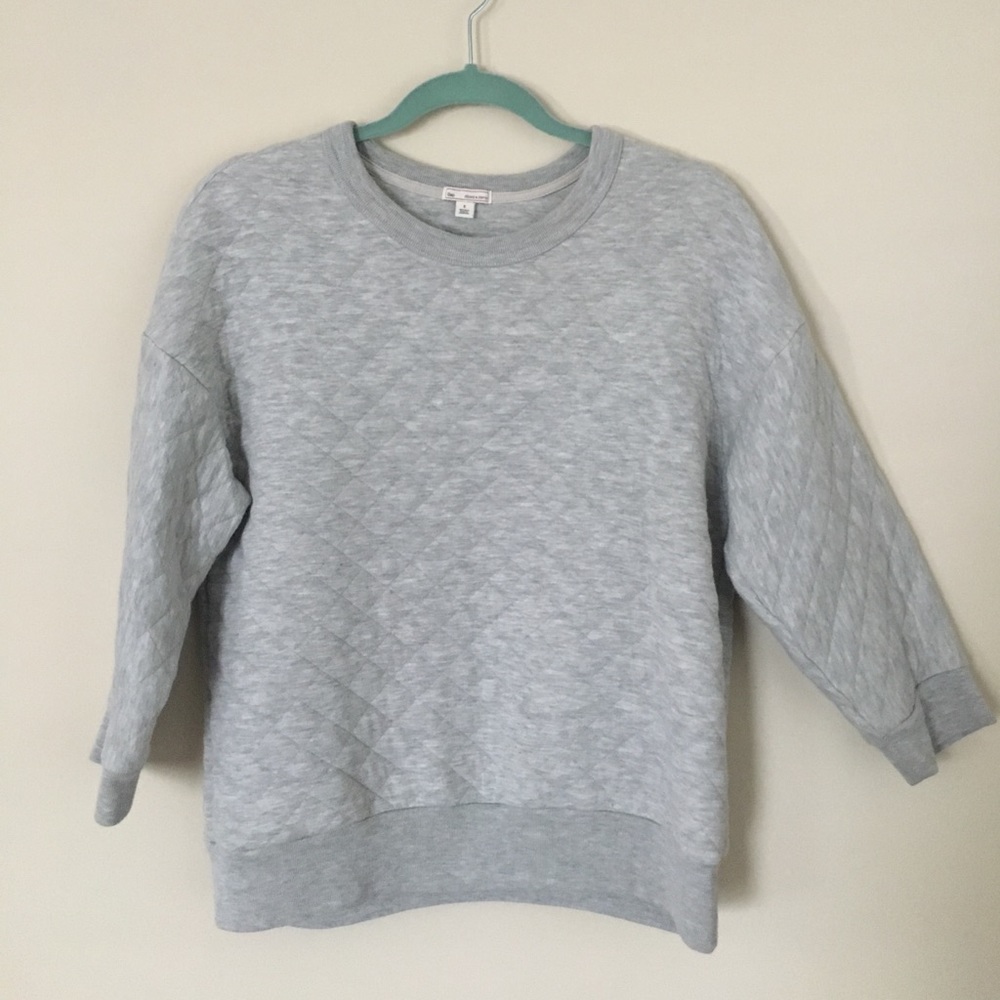 Gray Stitched Quarter Length Sweatshirt