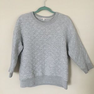 Gray Stitched Quarter Length Sweatshirt
