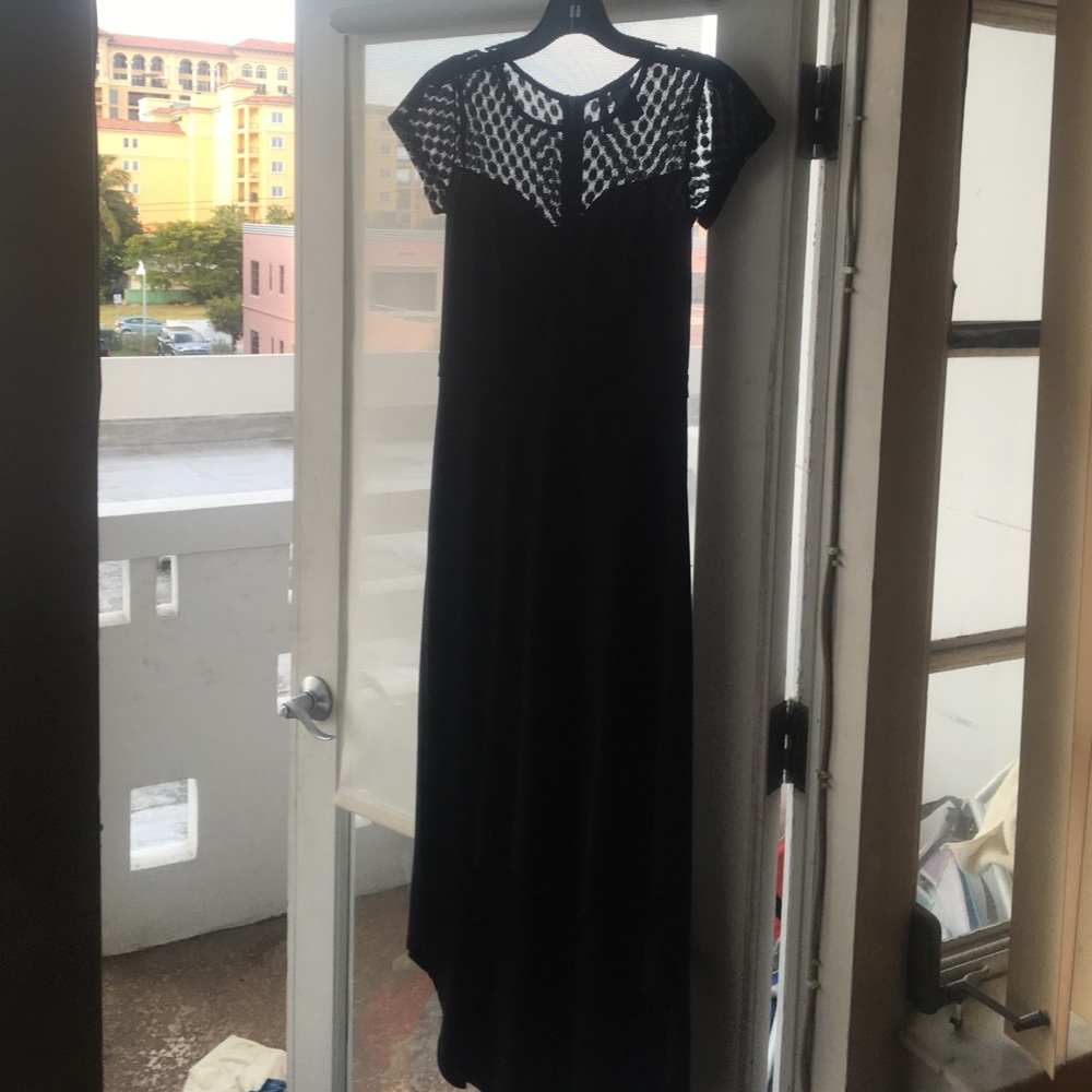 Womans sz s dress black long high low lace NWOT