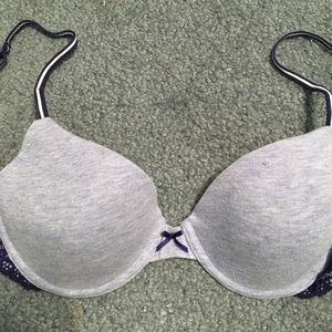 Denim blue underwire bra