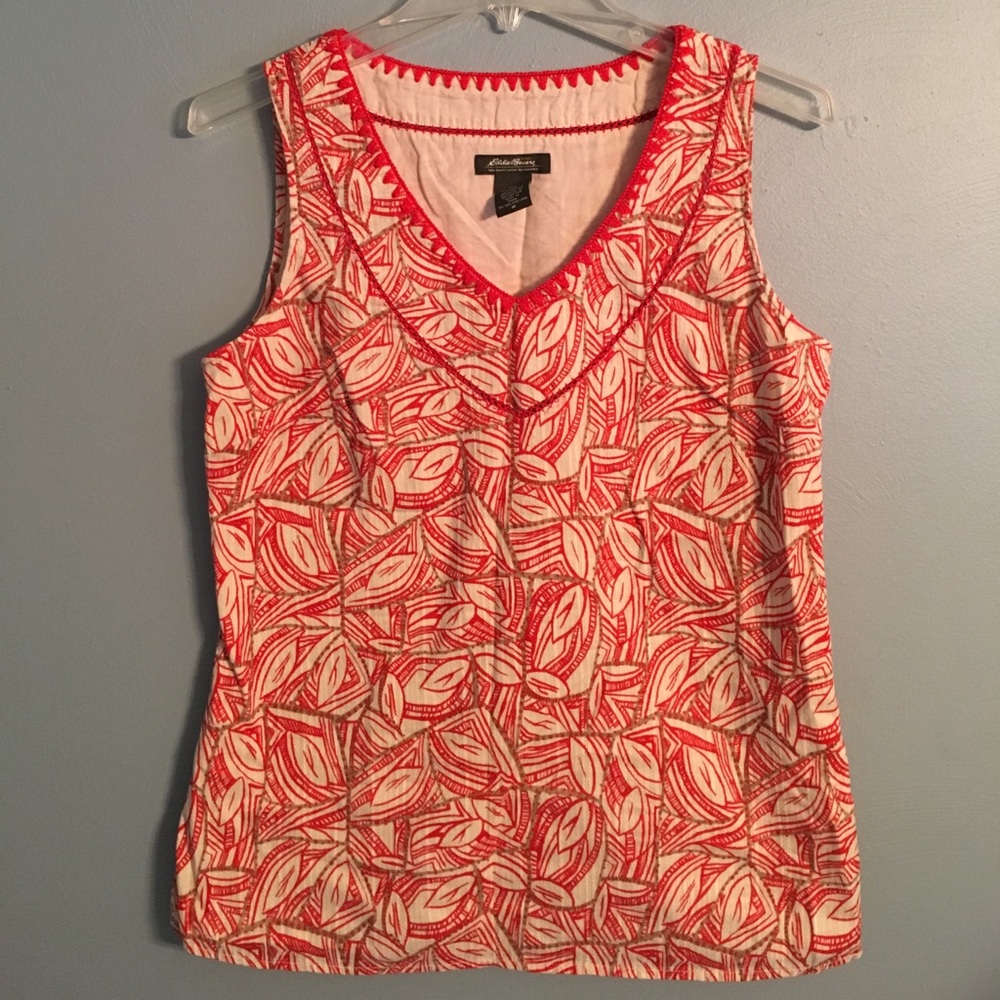 Orange & Cream Sleeveless V-Neck