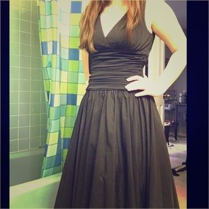 Black flare fitted dress