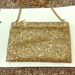 J Crew Gold glitter bag
