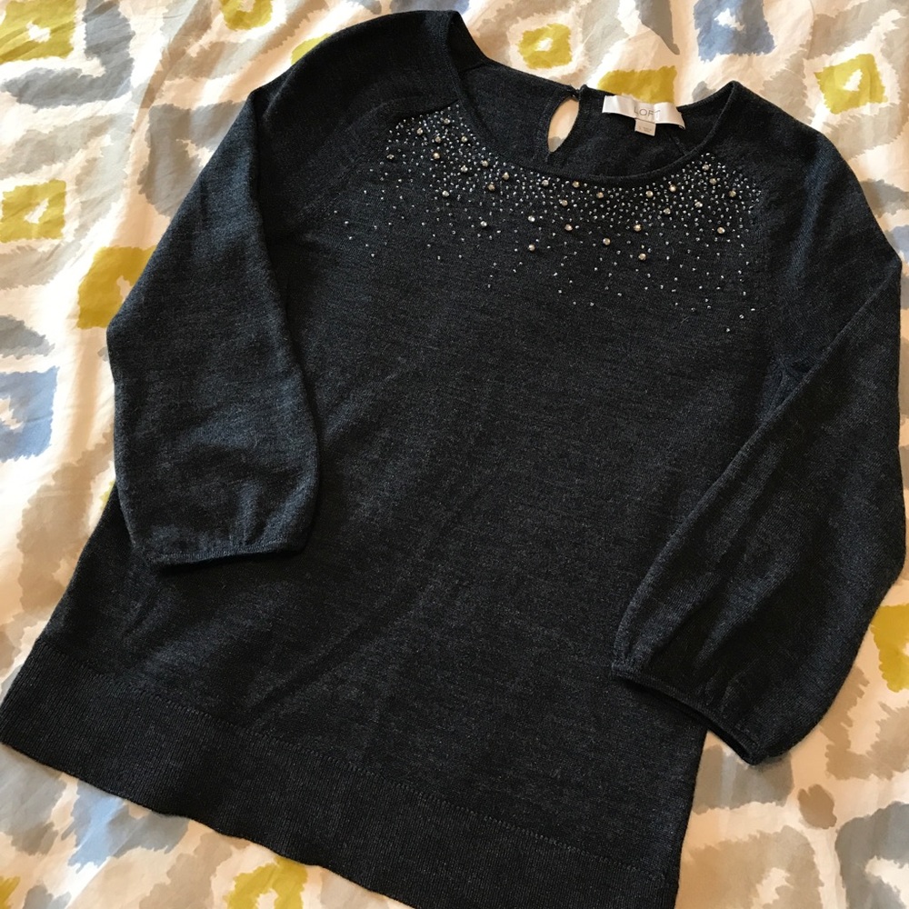Loft Embellished Neck Sweater