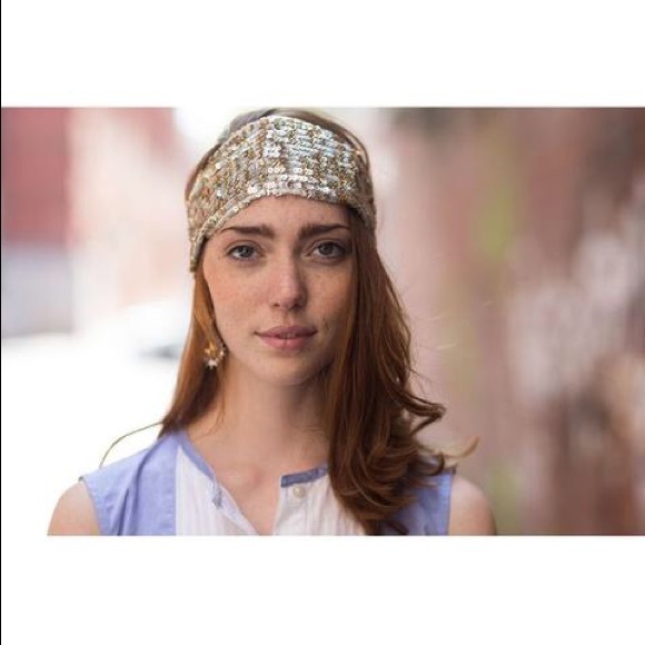 Eugenia Kim 100% silk with sequins hair wrap