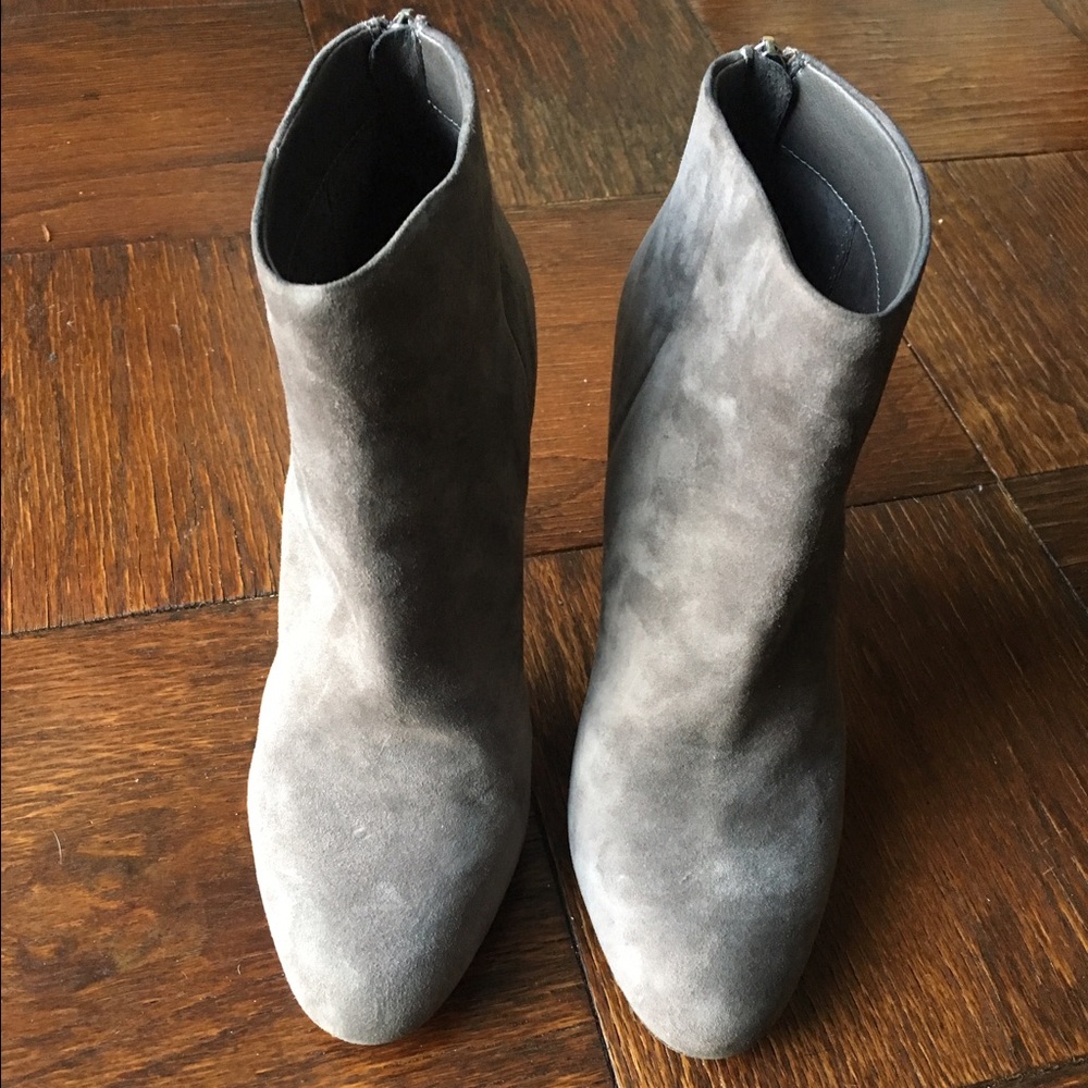 Gray suede ankle boots