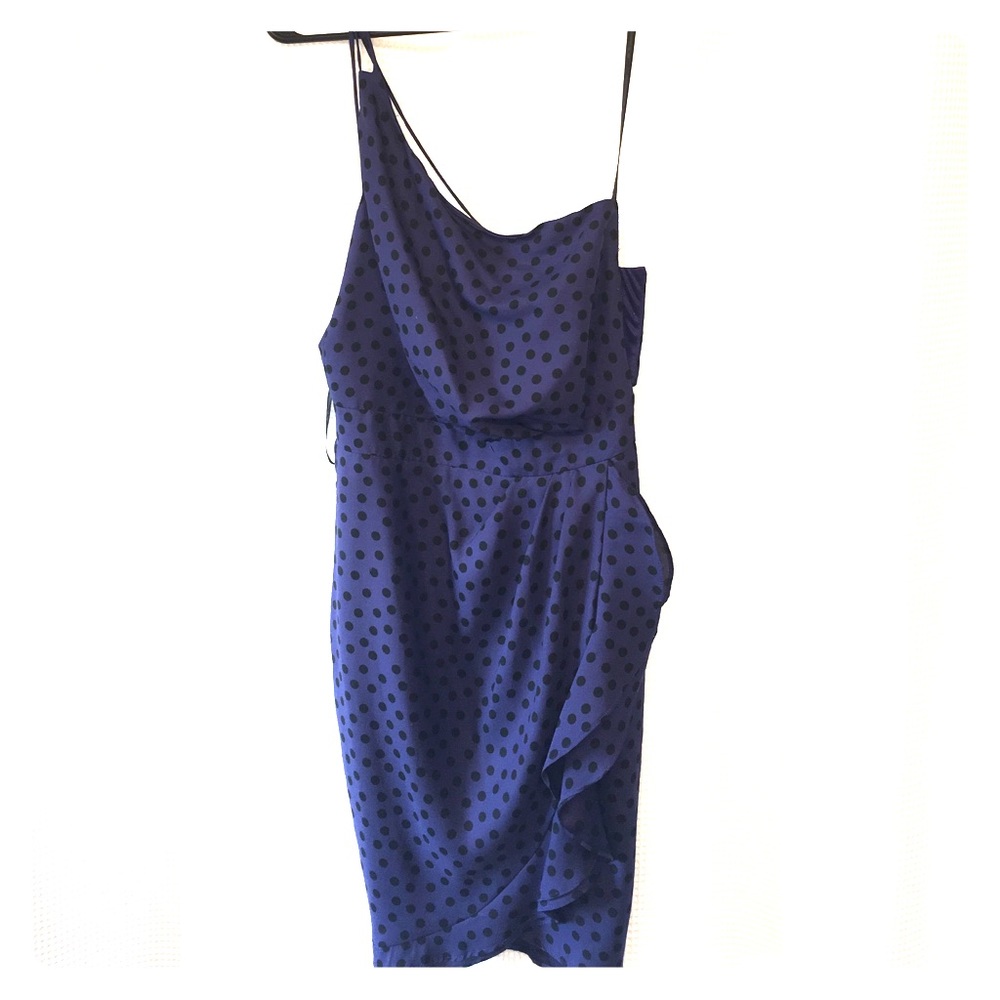 BGBG Polka dot one shoulder open back dress