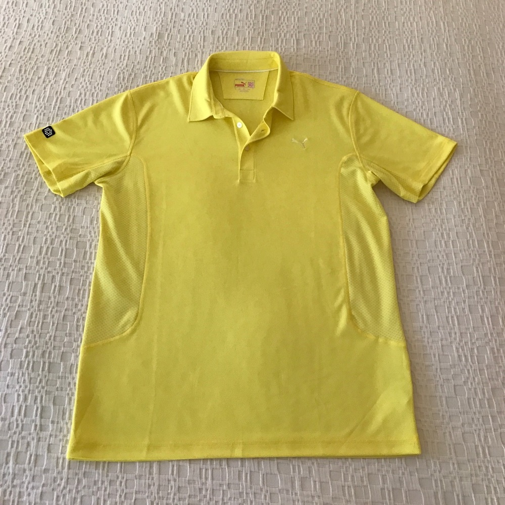 Men's Puma sport lifestyle yellow golf shirt.