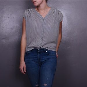 Striped Button Up Blouse.