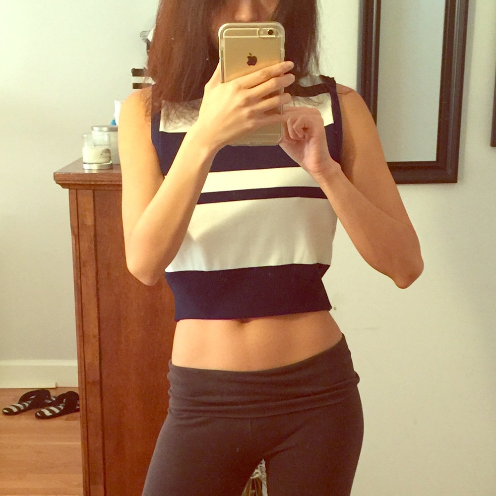 Navy & white crop sweater