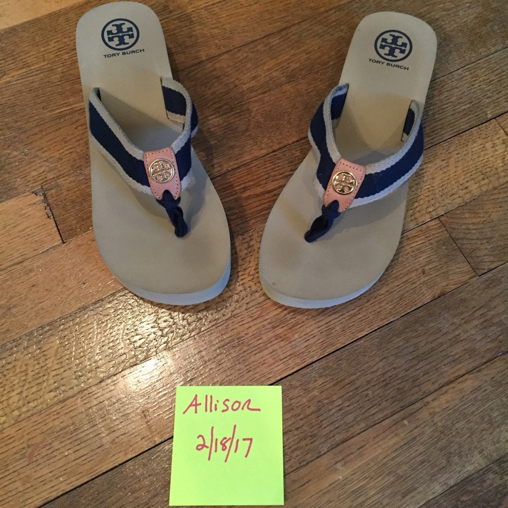 Tory Burch Frankie Wedge Flip Flops Size 10