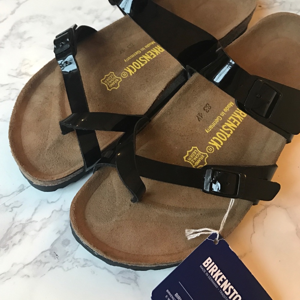 Black Patent Birkenstock Mayari Sandals