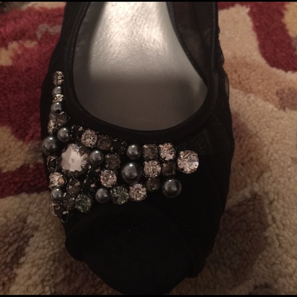 Satin and Mesh MENBUR Peep Toe Embellished Pumps - Picture 3 of 4