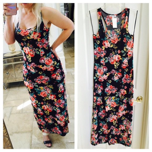 ❗️$5❗️Dress M floral summer stretch maxi long rose - Picture 8 of 8