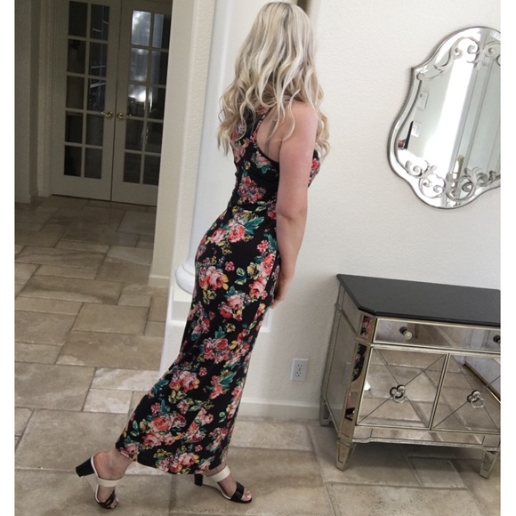 ❗️$5❗️Dress M floral summer stretch maxi long rose - Picture 5 of 8