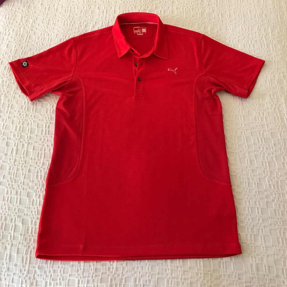 Men's Puma sports lifestyle red golf shirt.